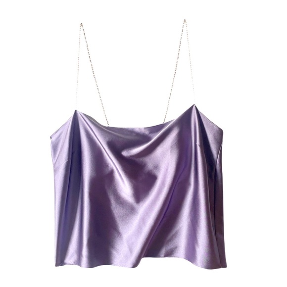 Lavender Silk Cami Tank w. 14k Gold Filled Chain - Picture 2 of 5